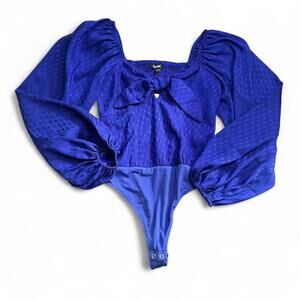 Express Royal Blue Puff Sleeve Bodysuit - XS (NWT)